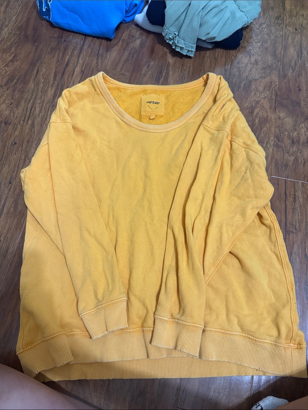 Aerie Yellow Pullover Oversized Crewneck Sweatshirt